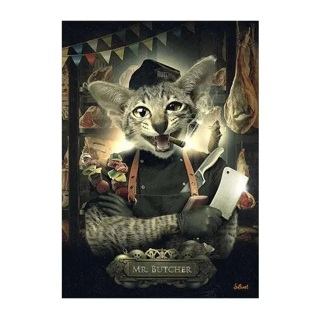 Reh Kaninchen Gorilla Jazz Affe Katze rauchende Leinwandmalerei Tier Poster und Drucke Moderne Wandkunst Bild für Badezimmerdekoration