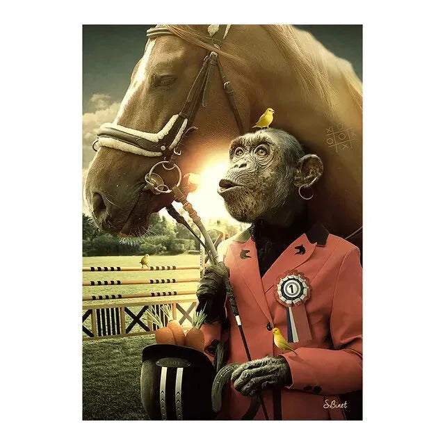 Reh Kaninchen Gorilla Jazz Affe Katze rauchende Leinwandmalerei Tier Poster und Drucke Moderne Wandkunst Bild für Badezimmerdekoration