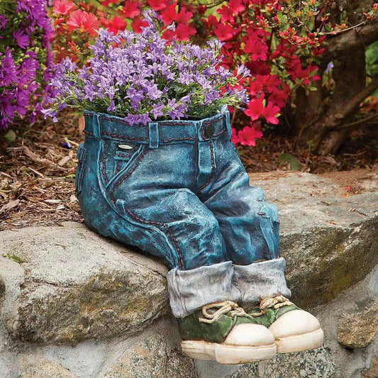Frendorf | Gardenia Retro-Design Gartenpflanztopf | Vintage Denim Look | Outdoor & Indoor Deko