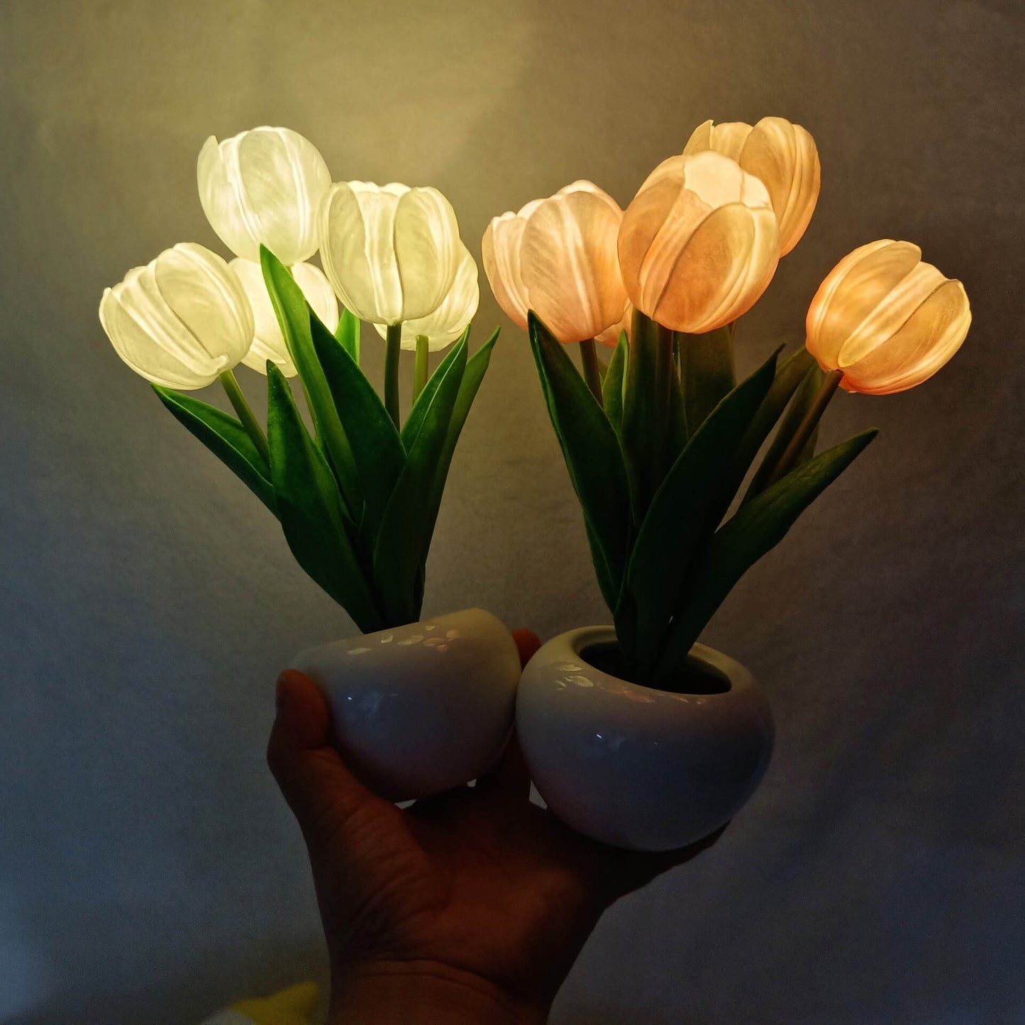 Moderne kreative Simulation Tulpe Pfingstrose LED Nachtlicht Tischlampe