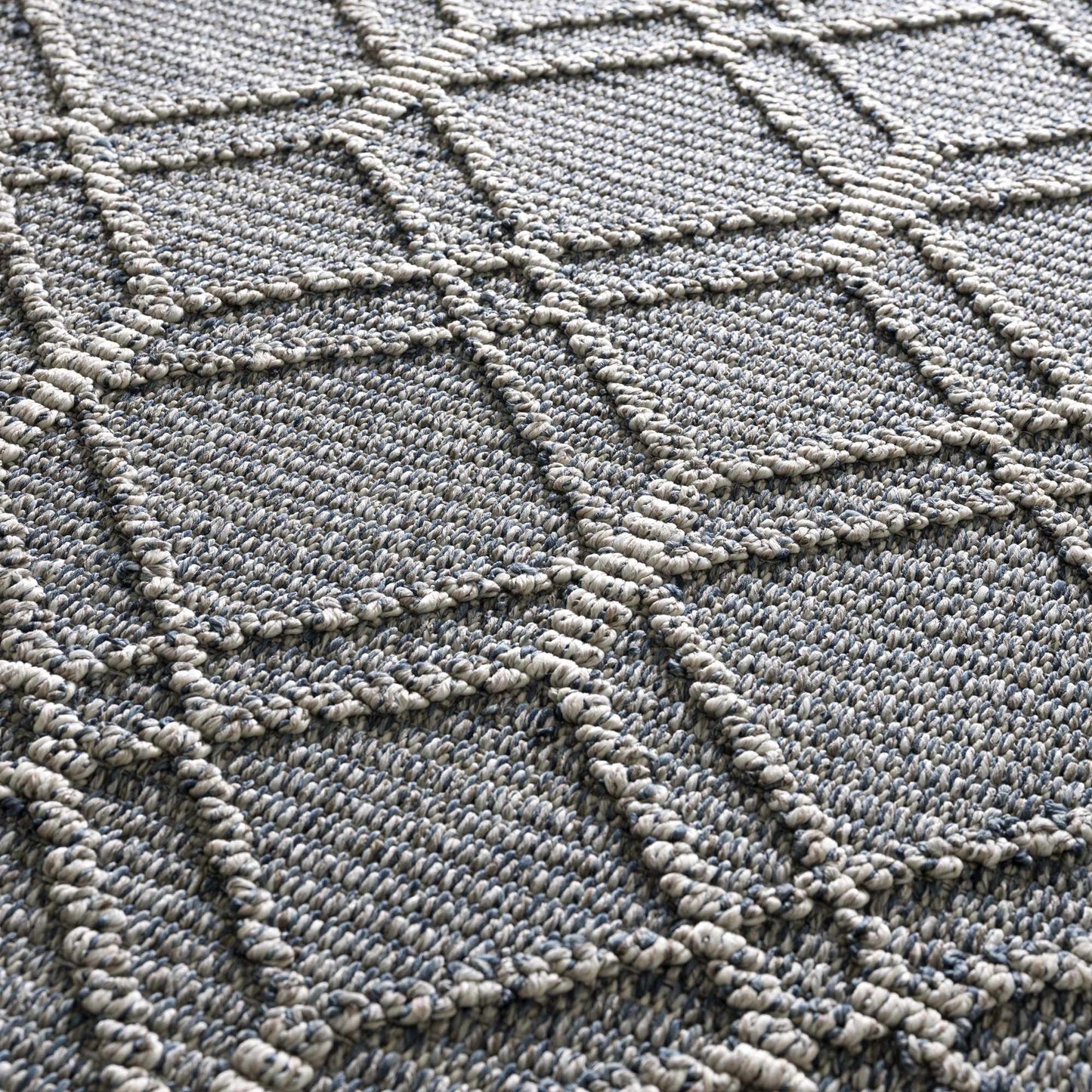 Diah Grau Blau & Knochen Teppich - Ausverkauf