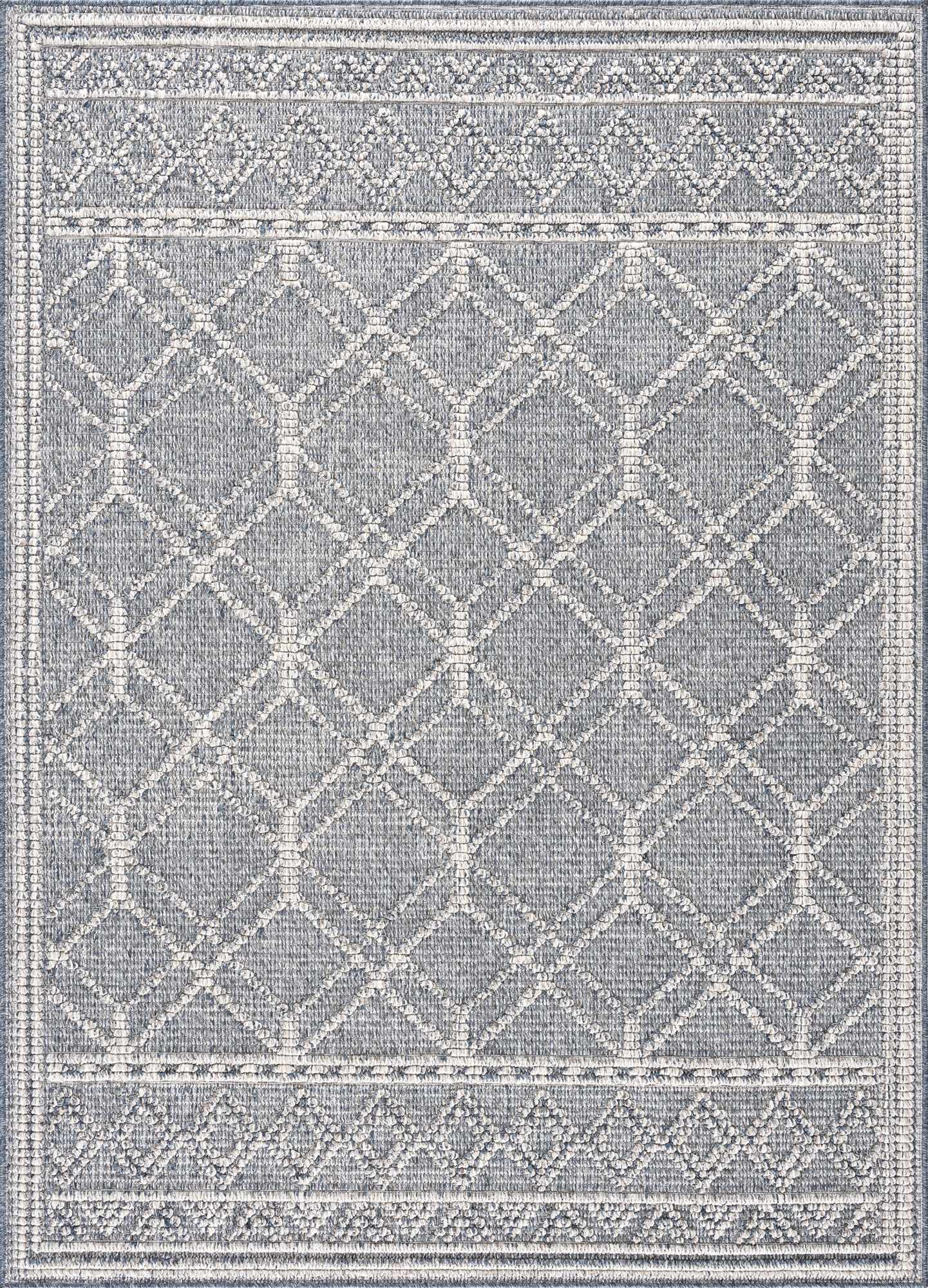 Diah Grau Blau & Knochen Teppich - Ausverkauf