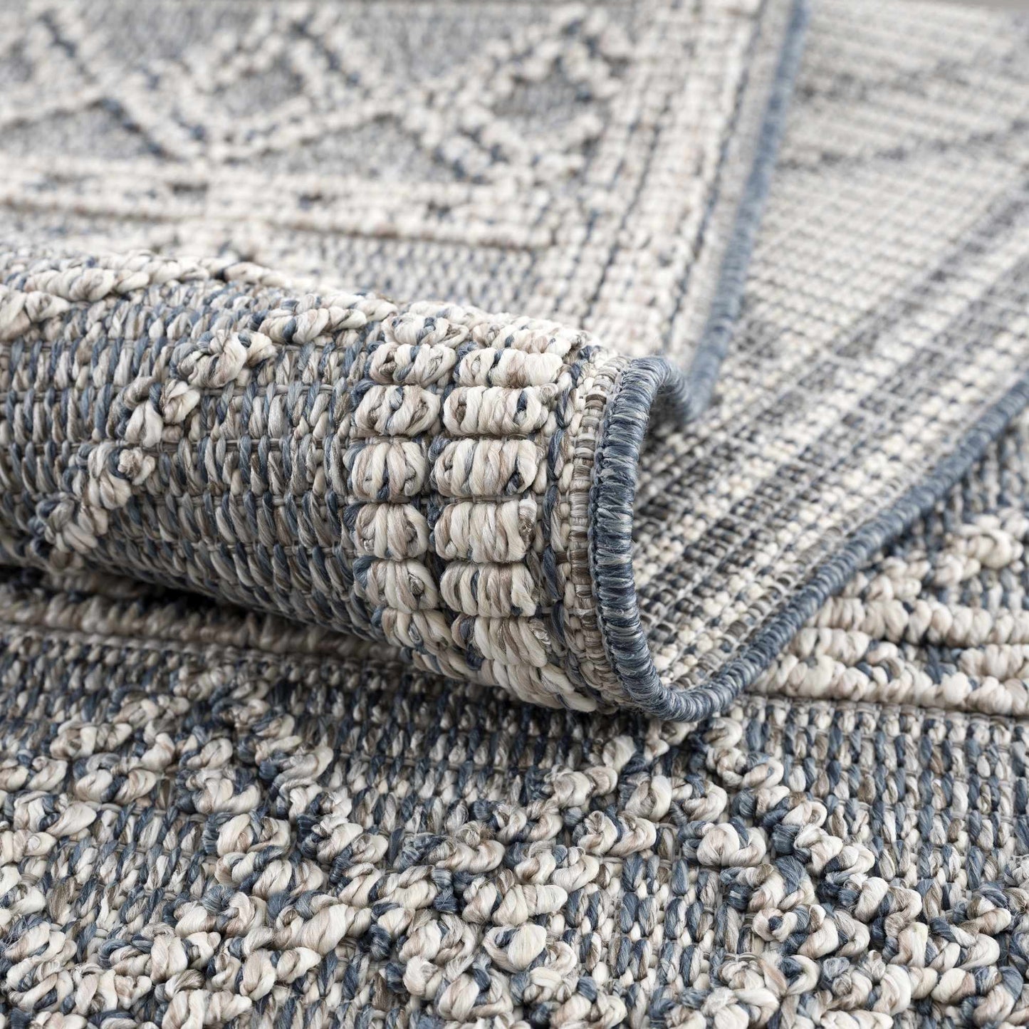 Diah Grau Blau & Knochen Teppich - Ausverkauf