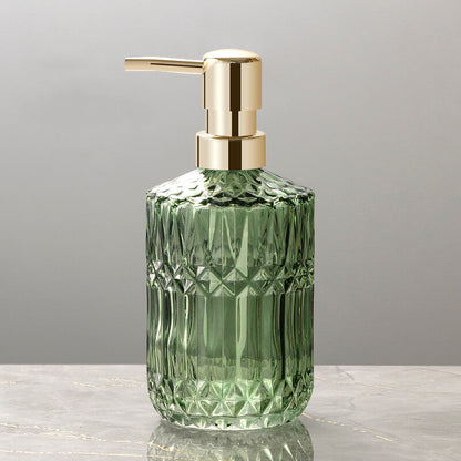 Frendorf | CrystalFoam Glas Seifenspender | Diamantmuster Design | Elegante Aufbewahrung für Seife | Moderne Badezimmerdeko