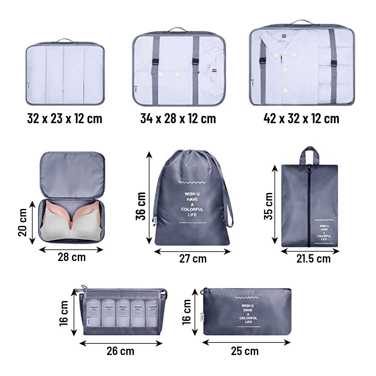 Frendorf | Backy -  8er-Set Reisetaschen-Organizer