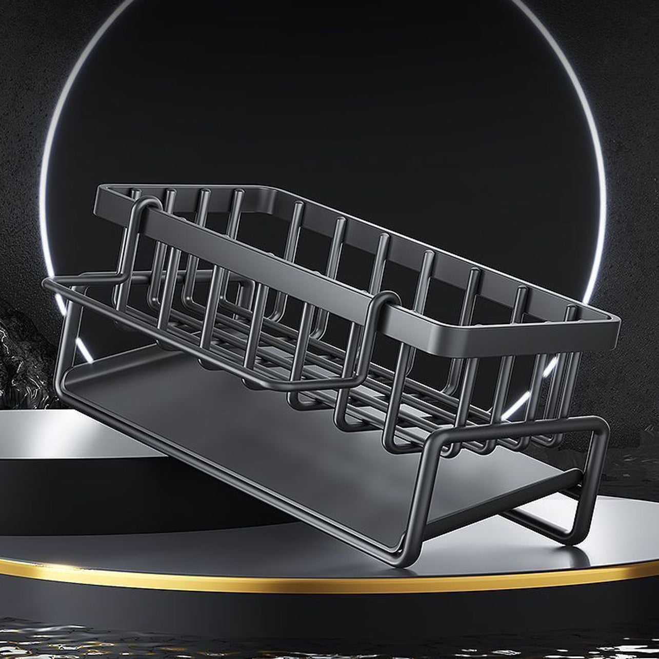 Frendorf | Rostfreier Edelstahl Spülen Organizer Regal - Küchen-Schwamm, Seife, Geschirrtuch Halter Regal Korb