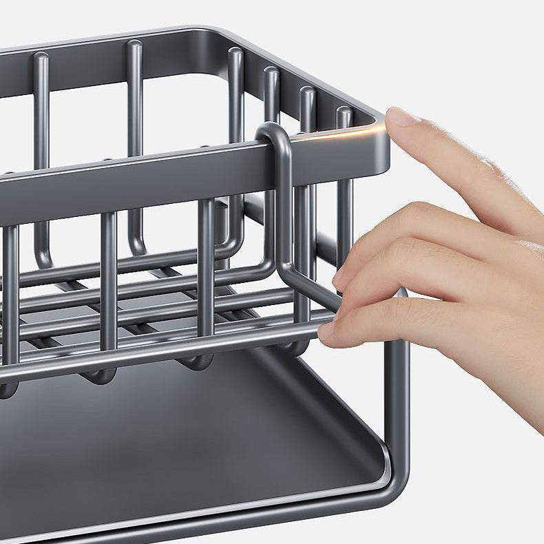 Frendorf | Rostfreier Edelstahl Spülen Organizer Regal - Küchen-Schwamm, Seife, Geschirrtuch Halter Regal Korb
