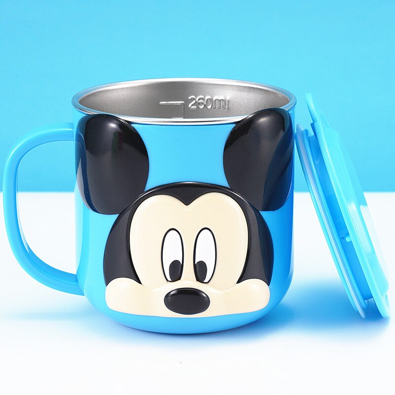 Disney Taschen Frozen Elsa Anna Prinzessin Cartoon Milch Tasse Becher 3D Mickey Minnie Edelstahl Tasse Baby Kinder Mädchen Kaffeetasse