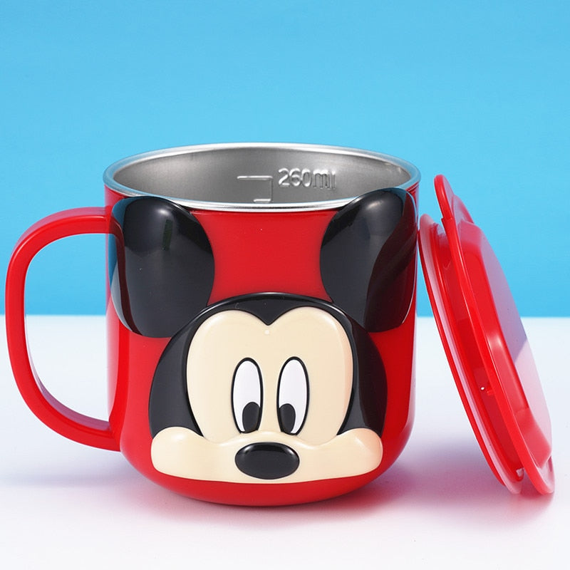 Disney Taschen Frozen Elsa Anna Prinzessin Cartoon Milch Tasse Becher 3D Mickey Minnie Edelstahl Tasse Baby Kinder Mädchen Kaffeetasse
