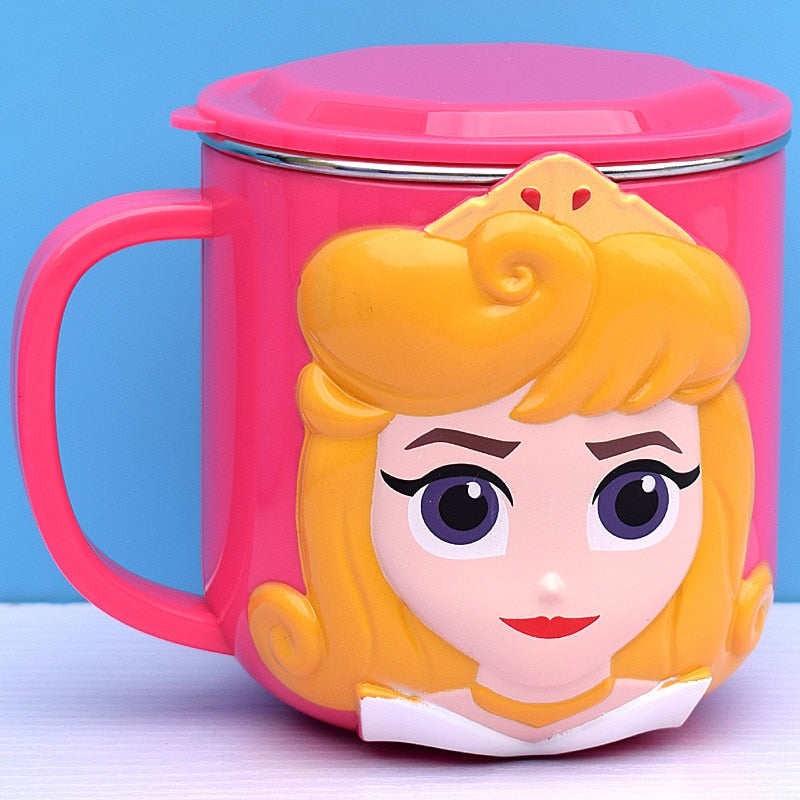 Disney Taschen Frozen Elsa Anna Prinzessin Cartoon Milch Tasse Becher 3D Mickey Minnie Edelstahl Tasse Baby Kinder Mädchen Kaffeetasse