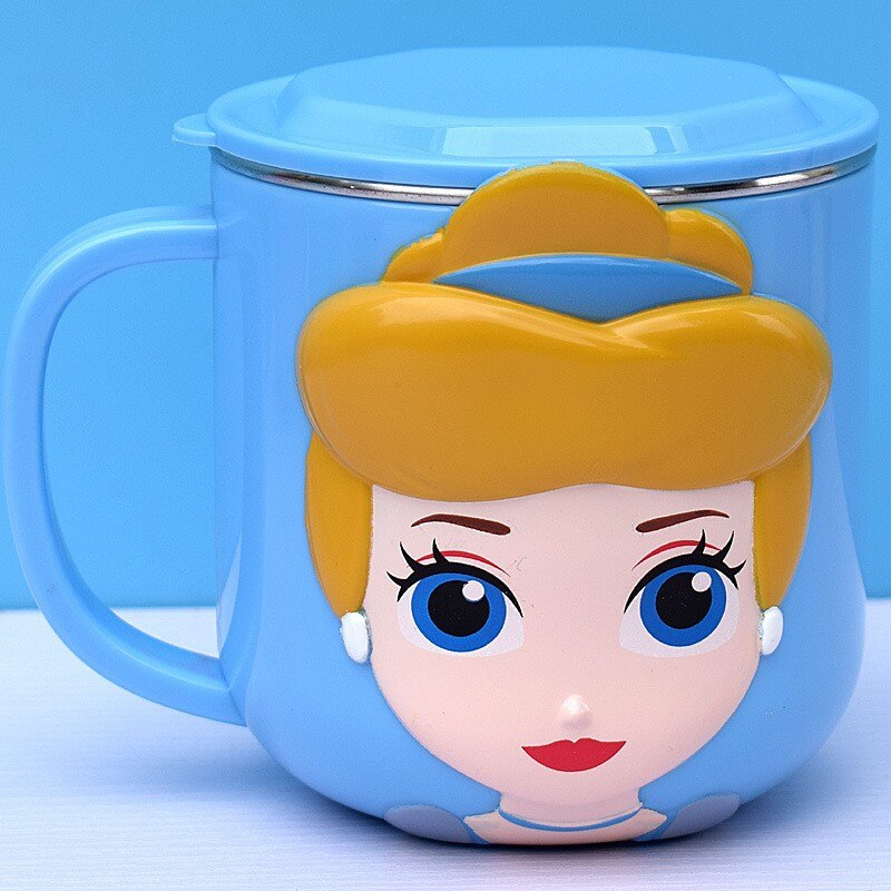 Disney Taschen Frozen Elsa Anna Prinzessin Cartoon Milch Tasse Becher 3D Mickey Minnie Edelstahl Tasse Baby Kinder Mädchen Kaffeetasse
