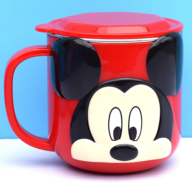 Disney Taschen Frozen Elsa Anna Prinzessin Cartoon Milch Tasse Becher 3D Mickey Minnie Edelstahl Tasse Baby Kinder Mädchen Kaffeetasse