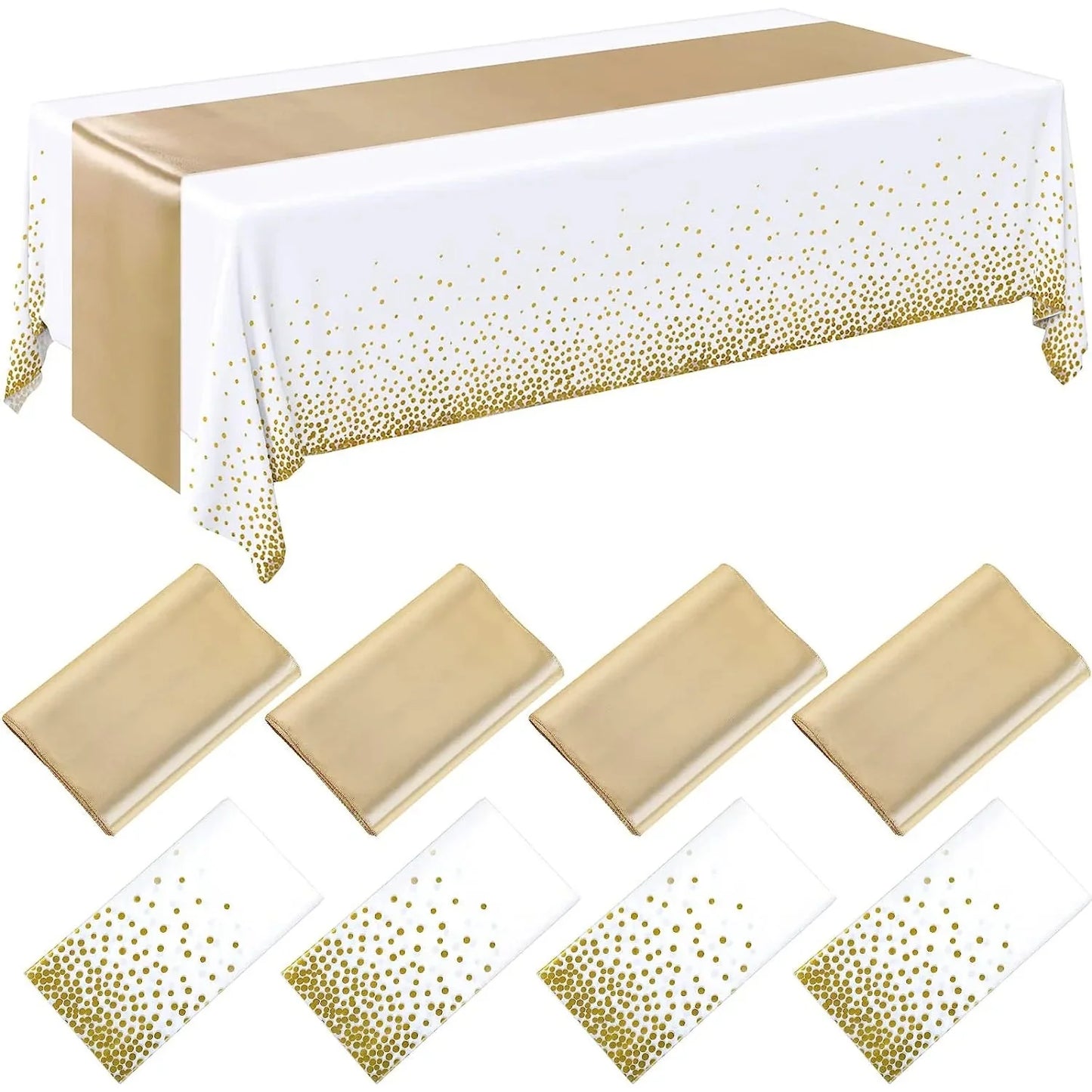 Einweg-Tischdecke Party-Tischdecke Satin Tischläufer-Set PEVA Wasserdicht Rosen Gold Hochzeit Bankett Tischdecke 54x108 Zoll