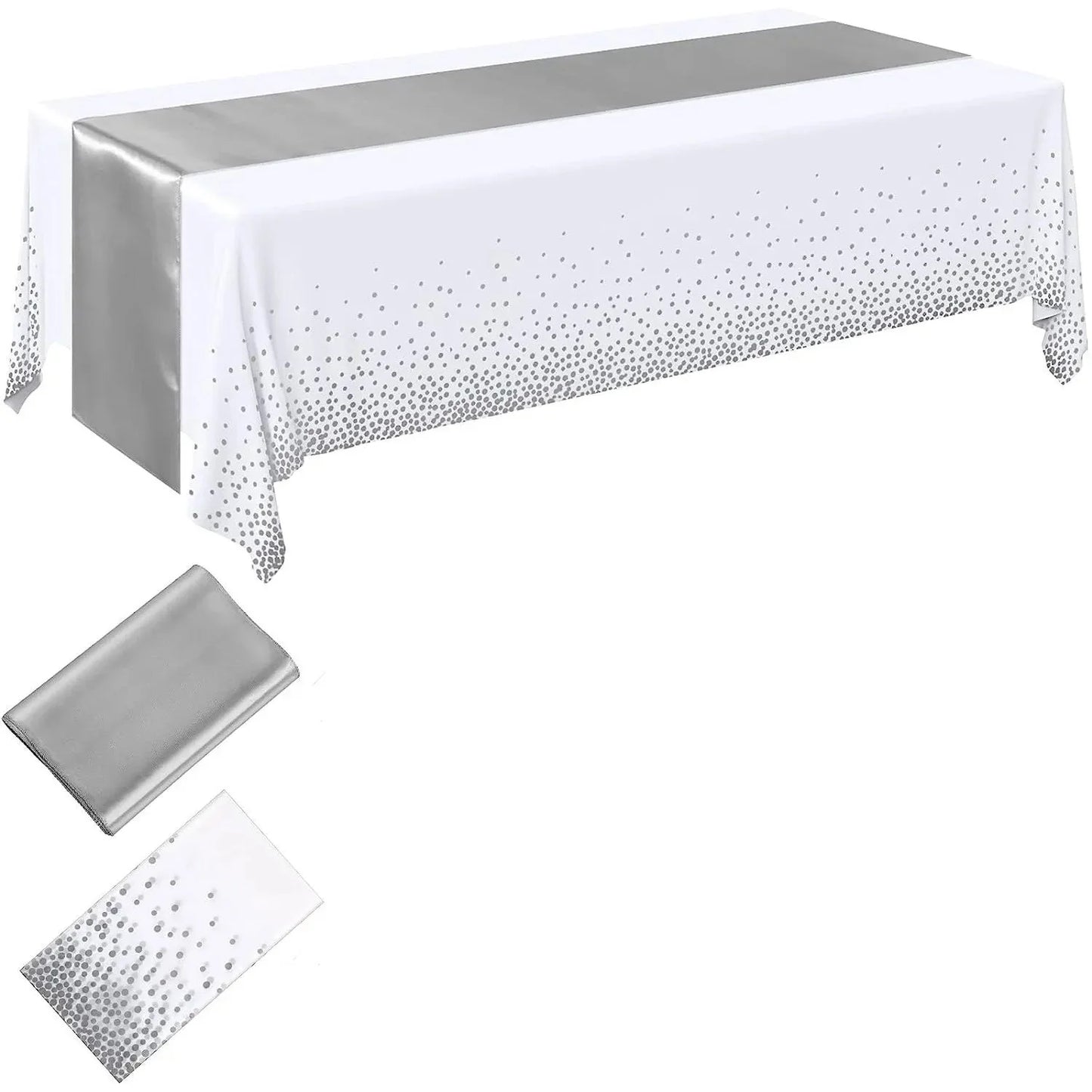 Einweg-Tischdecke Party-Tischdecke Satin Tischläufer-Set PEVA Wasserdicht Rosen Gold Hochzeit Bankett Tischdecke 54x108 Zoll