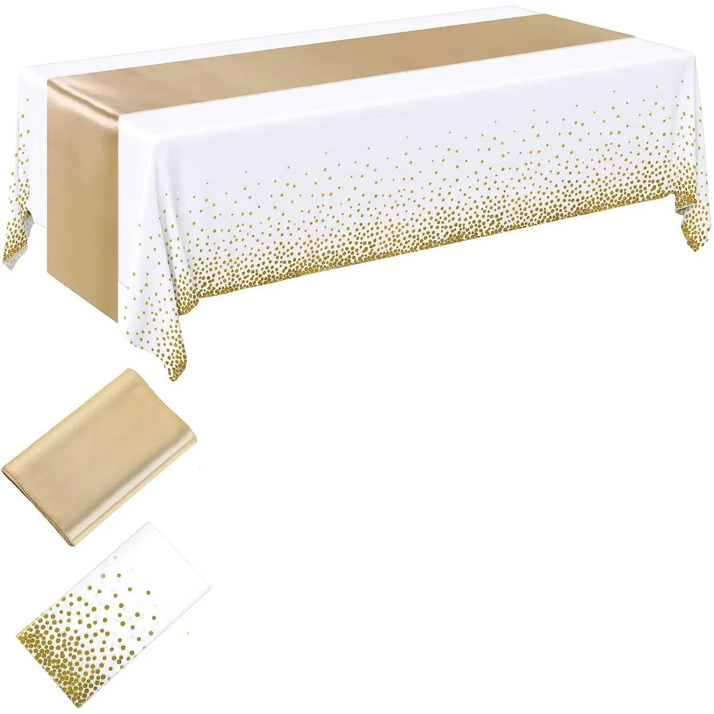 Einweg-Tischdecke Party-Tischdecke Satin Tischläufer-Set PEVA Wasserdicht Rosen Gold Hochzeit Bankett Tischdecke 54x108 Zoll