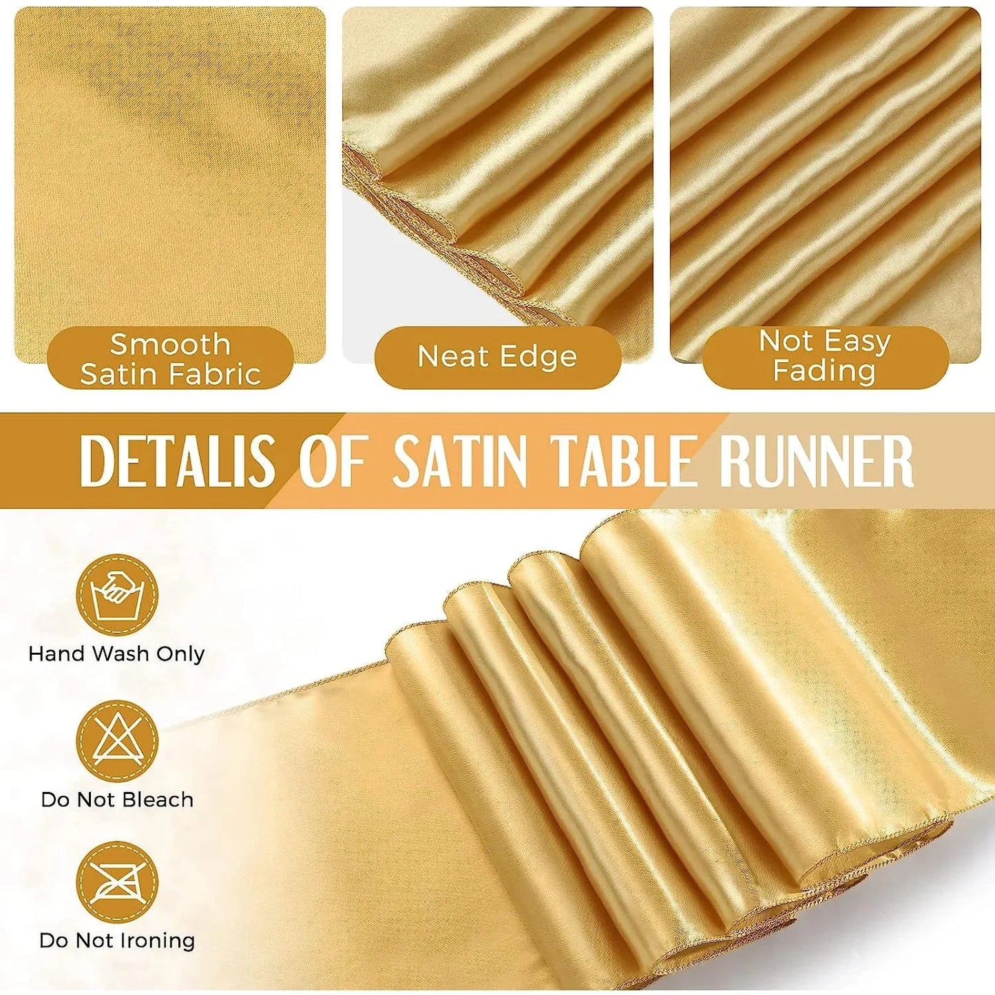 Einweg-Tischdecke Party-Tischdecke Satin Tischläufer-Set PEVA Wasserdicht Rosen Gold Hochzeit Bankett Tischdecke 54x108 Zoll