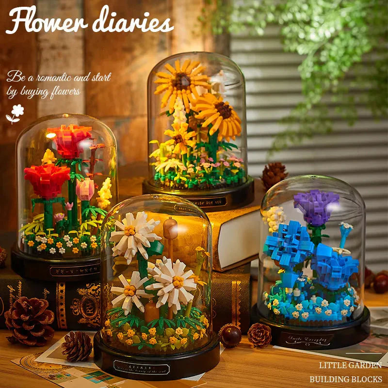 Diy Mikro Blumen Bausteine Mini Ziegel Partikel Ewiges Leben Blumen Heimdekoration Zusammenbau Puzzle Spielzeug Kinder Geschenk