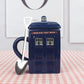 Doctor Who Tardis kreative Polizeibox Tasse lustige Keramikkaffeetasse mit Löffel Geschenkkarton in Blau und Milchgetränken Frühstückstasse
