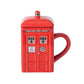 Doctor Who Tardis kreative Polizeibox Tasse lustige Keramikkaffeetasse mit Löffel Geschenkkarton in Blau und Milchgetränken Frühstückstasse