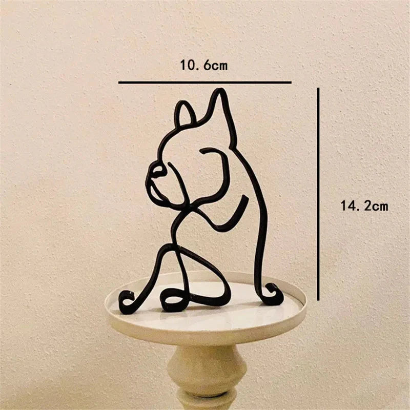 Hundekunst Skulptur Metall Hund Abstrakte Minimalistische Kunst Eisen Figuren Büro Schreibtisch Zubehör Für Wohnkultur Süße Miniatur