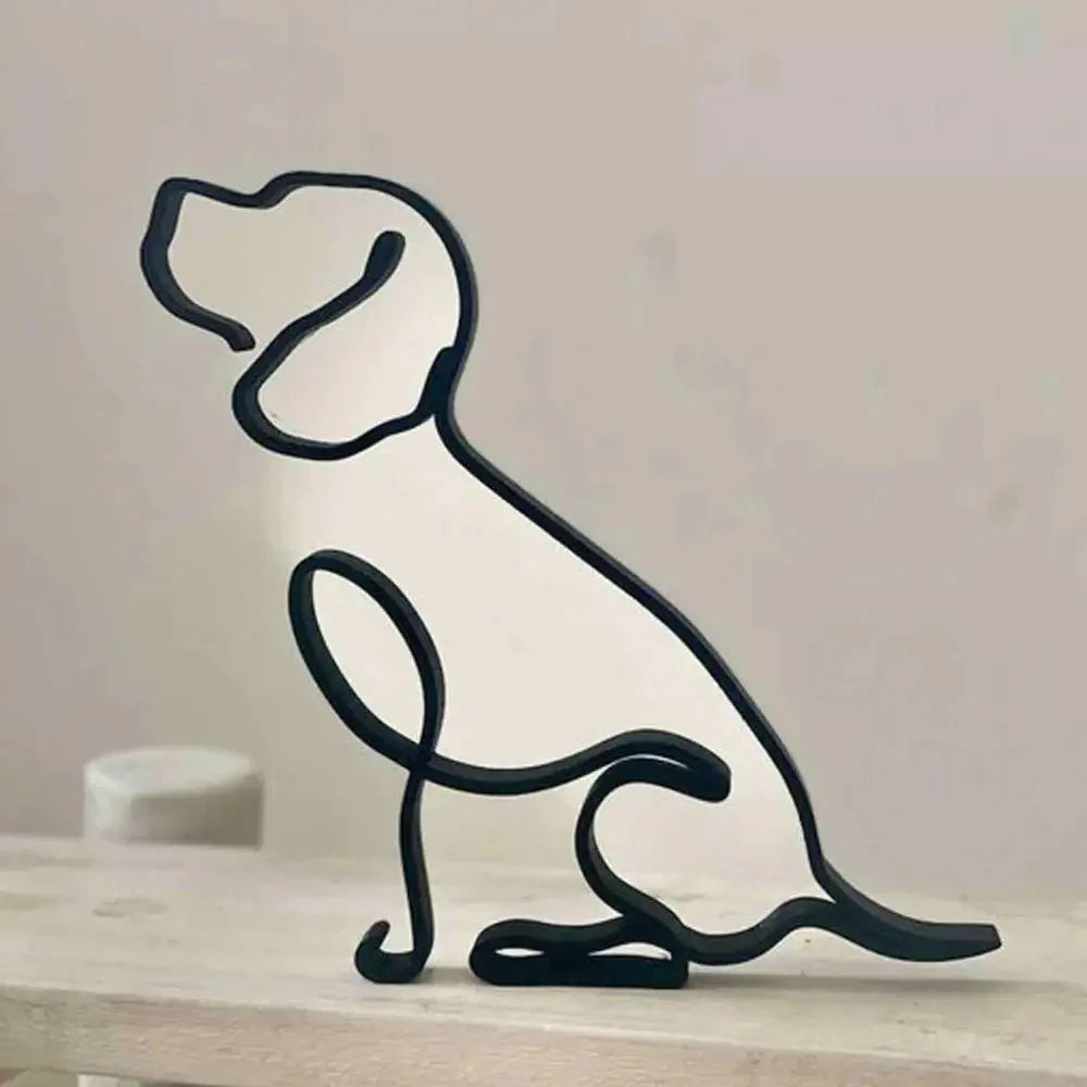 Hundekunst Skulptur Metall Hund Abstrakte Minimalistische Kunst Eisen Figuren Büro Schreibtisch Zubehör Für Wohnkultur Süße Miniatur