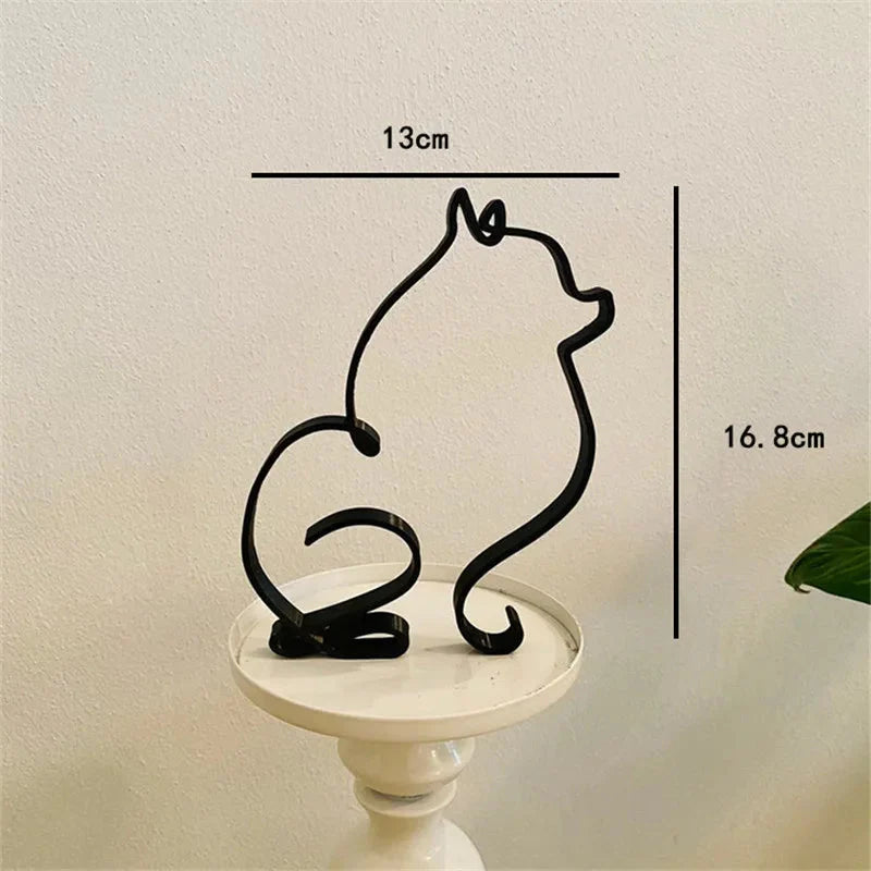 Hundekunst Skulptur Metall Hund Abstrakte Minimalistische Kunst Eisen Figuren Büro Schreibtisch Zubehör Für Wohnkultur Süße Miniatur