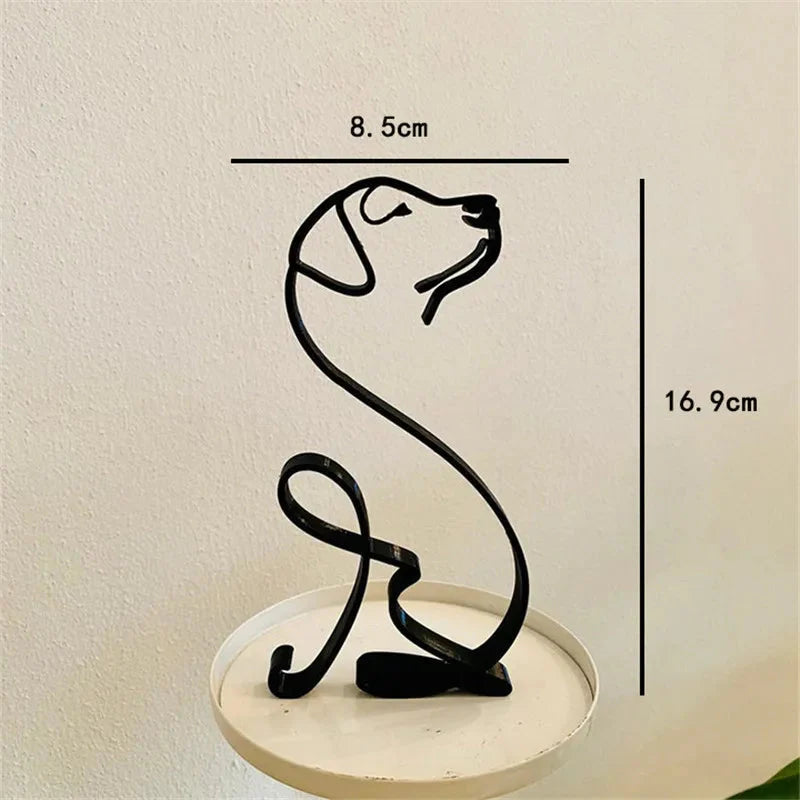 Hundekunst Skulptur Metall Hund Abstrakte Minimalistische Kunst Eisen Figuren Büro Schreibtisch Zubehör Für Wohnkultur Süße Miniatur