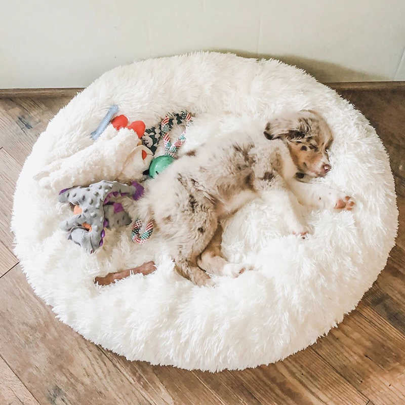 Runder Plüsch Beruhigender Donut Hundebett für kleine bis große Hunde