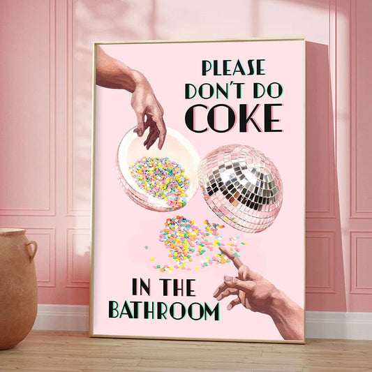 Nicht Im Badezimmer Kokain herstellen Drucke Wandkunst Leinwandmalerei Trendy Disco Ball Poster Retro Küche Wohnkultur Bilder