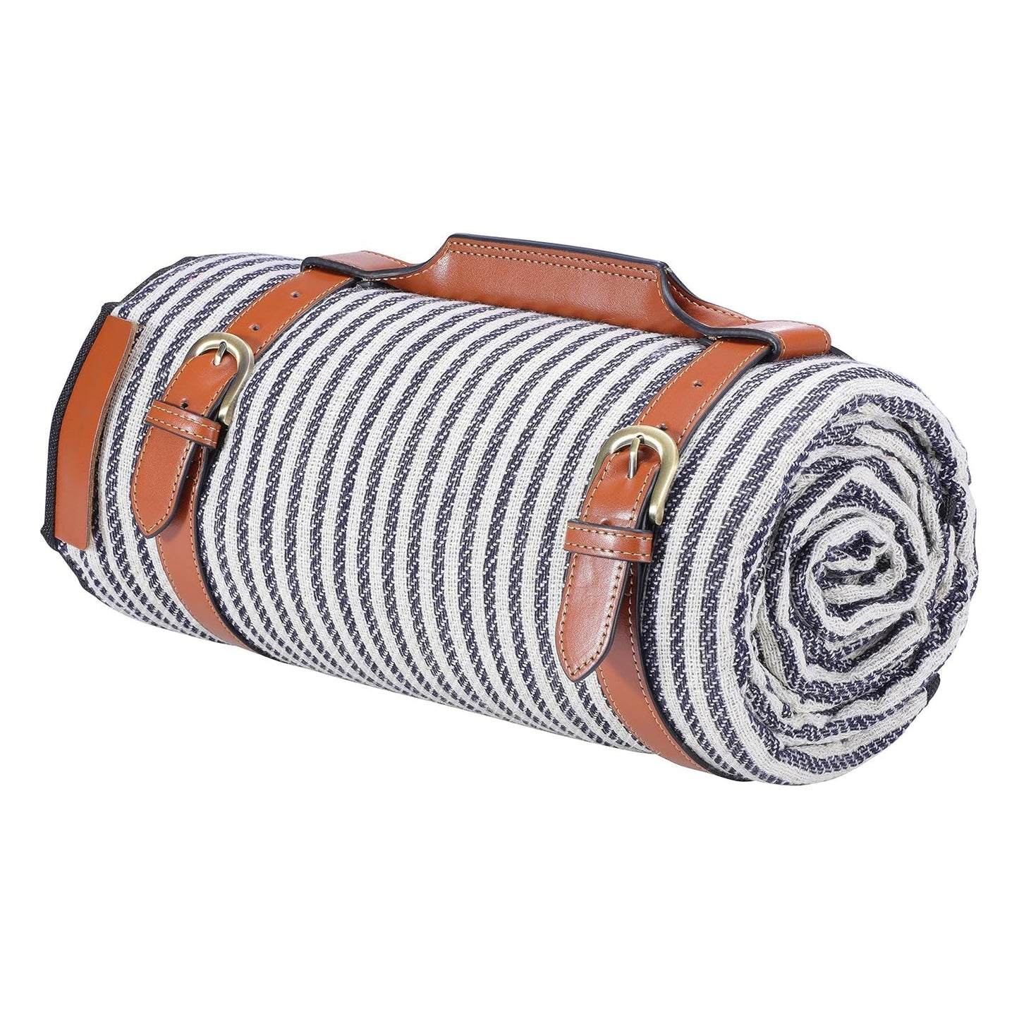 Frendorf | Dicke maßgeschneiderte wasserdichte Outdoor-Camping-Picknickmatte handgefertigt gestrickte rollbare gefaltete Picknickdecke mit PU-Leder griffbereit