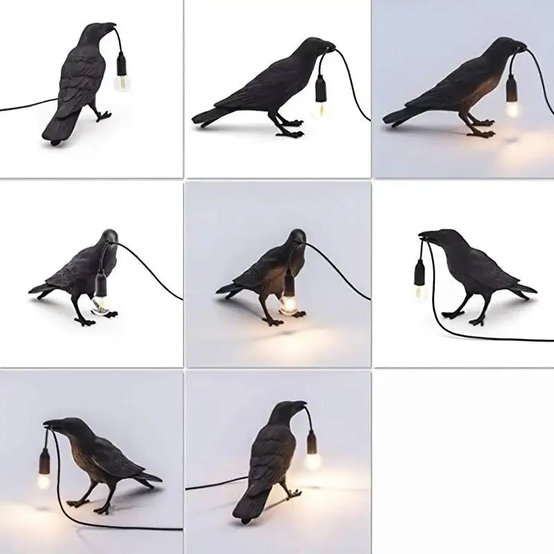 E14-Birne mit Stecker Gotische Rabenlampe Vintage Harz Vogel Lampe für Nachttisch, Büro, Wohnzimmer Bauernhaus Art Deco Stil
