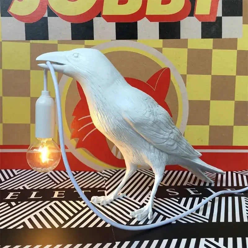 E14-Birne mit Stecker Gotische Rabenlampe Vintage Harz Vogel Lampe für Nachttisch, Büro, Wohnzimmer Bauernhaus Art Deco Stil