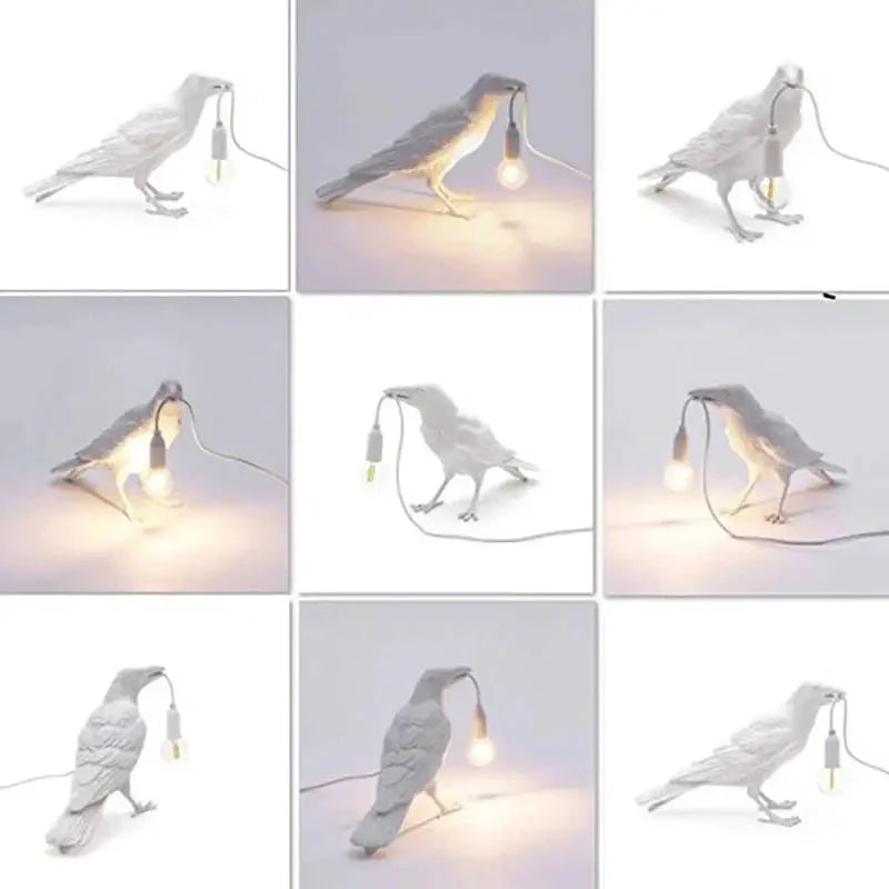 E14-Birne mit Stecker Gotische Rabenlampe Vintage Harz Vogel Lampe für Nachttisch, Büro, Wohnzimmer Bauernhaus Art Deco Stil