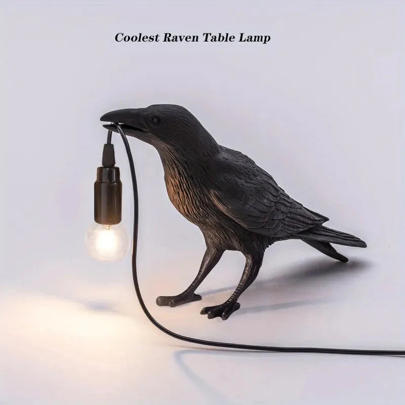 E14-Birne mit Stecker Gotische Rabenlampe Vintage Harz Vogel Lampe für Nachttisch, Büro, Wohnzimmer Bauernhaus Art Deco Stil