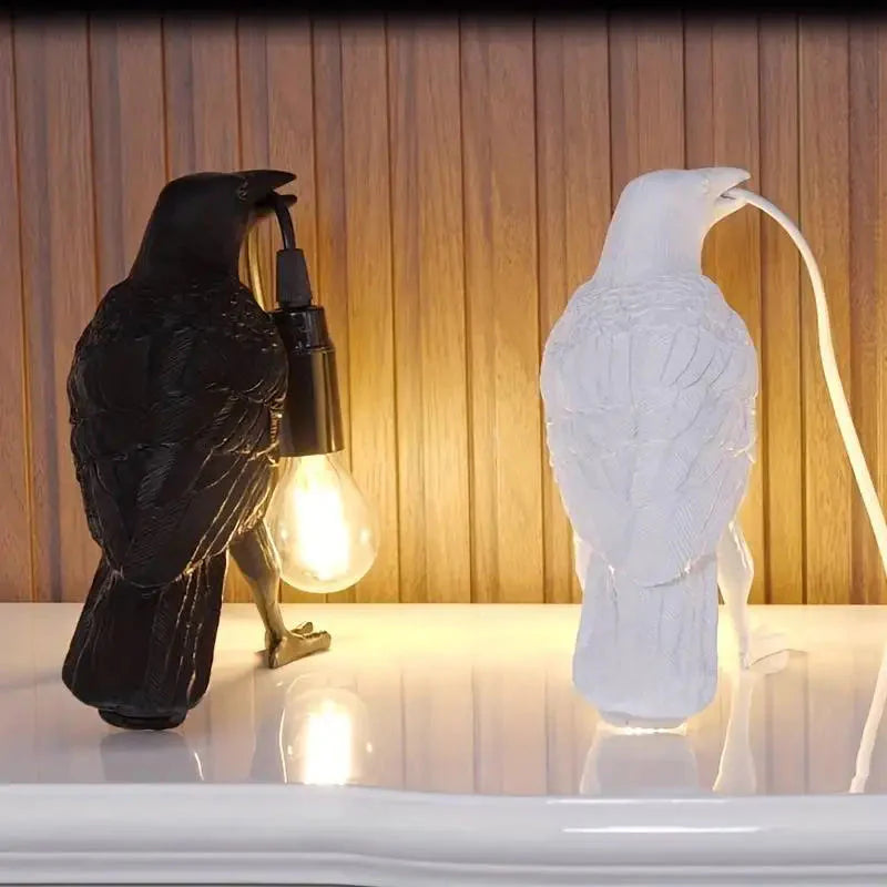 E14-Birne mit Stecker Gotische Rabenlampe Vintage Harz Vogel Lampe für Nachttisch, Büro, Wohnzimmer Bauernhaus Art Deco Stil