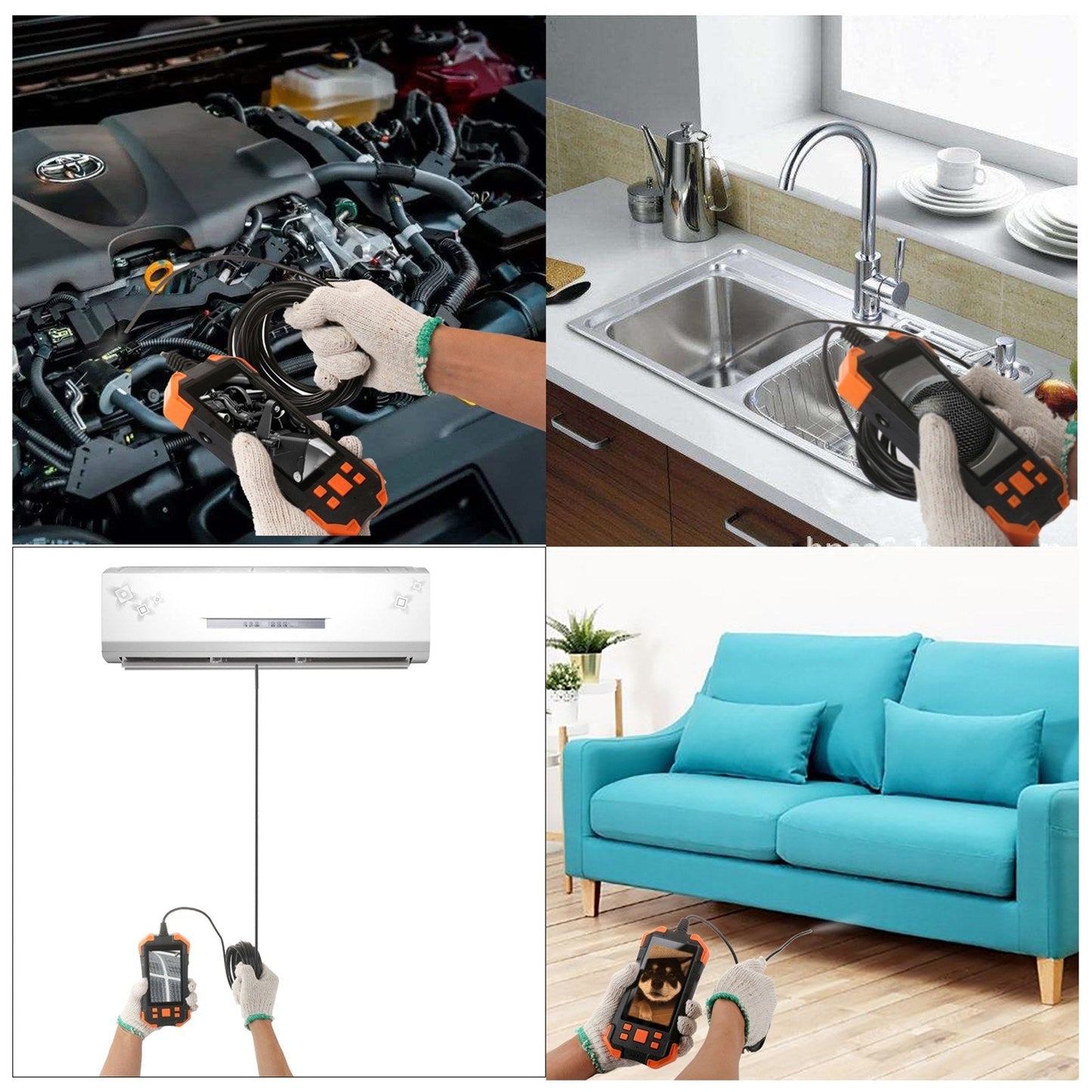 4.3 Zoll 1080P Industrie-Endoskop - 5.5mm Linse, semi-rigides Kabel, IP67 wasserdicht, LED-Licht, TF-Kartensteckplatz - Ideal für Auto-Reparatur & Rohrinspektion