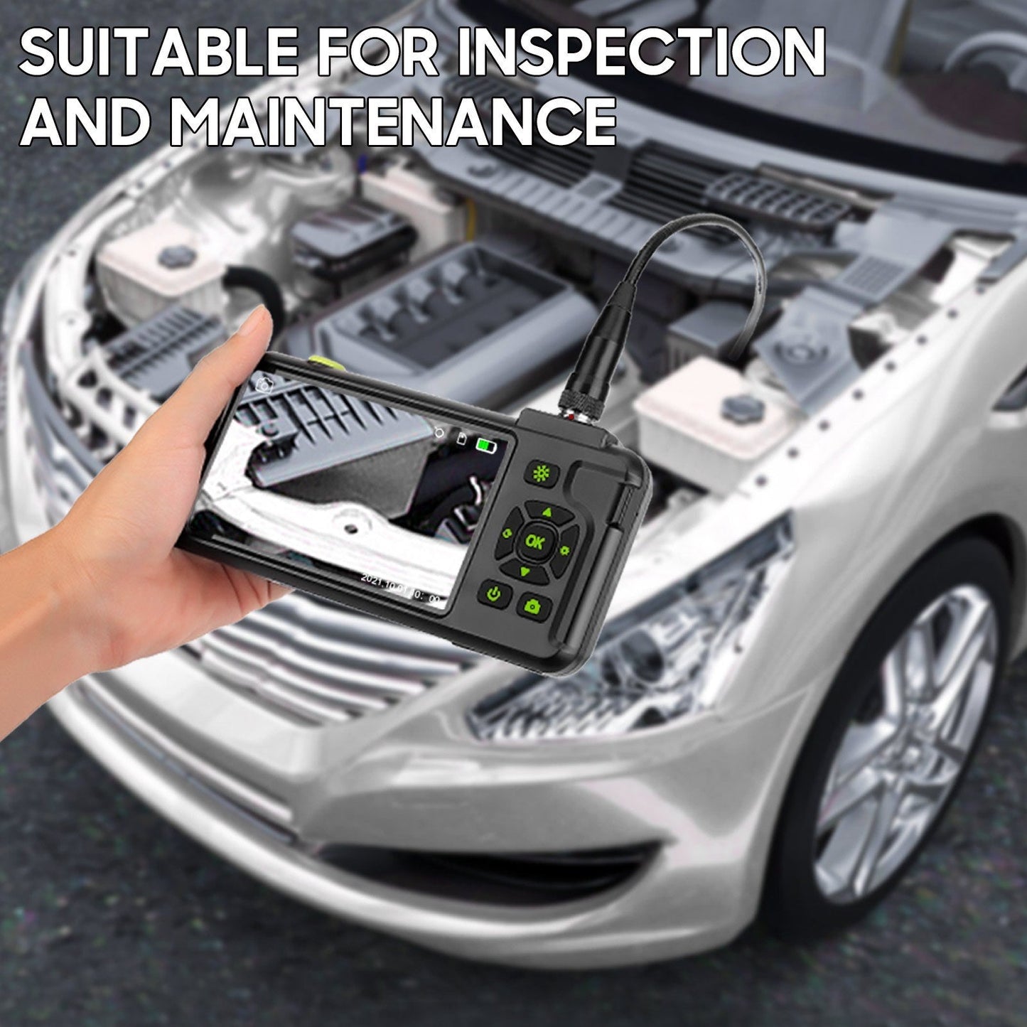 4,5-Zoll IPS Industrie-Endoskop, 1080P HD Borescope Kamera mit 6 LEDs, IP67 wasserdicht, TF-Kartensteckplatz