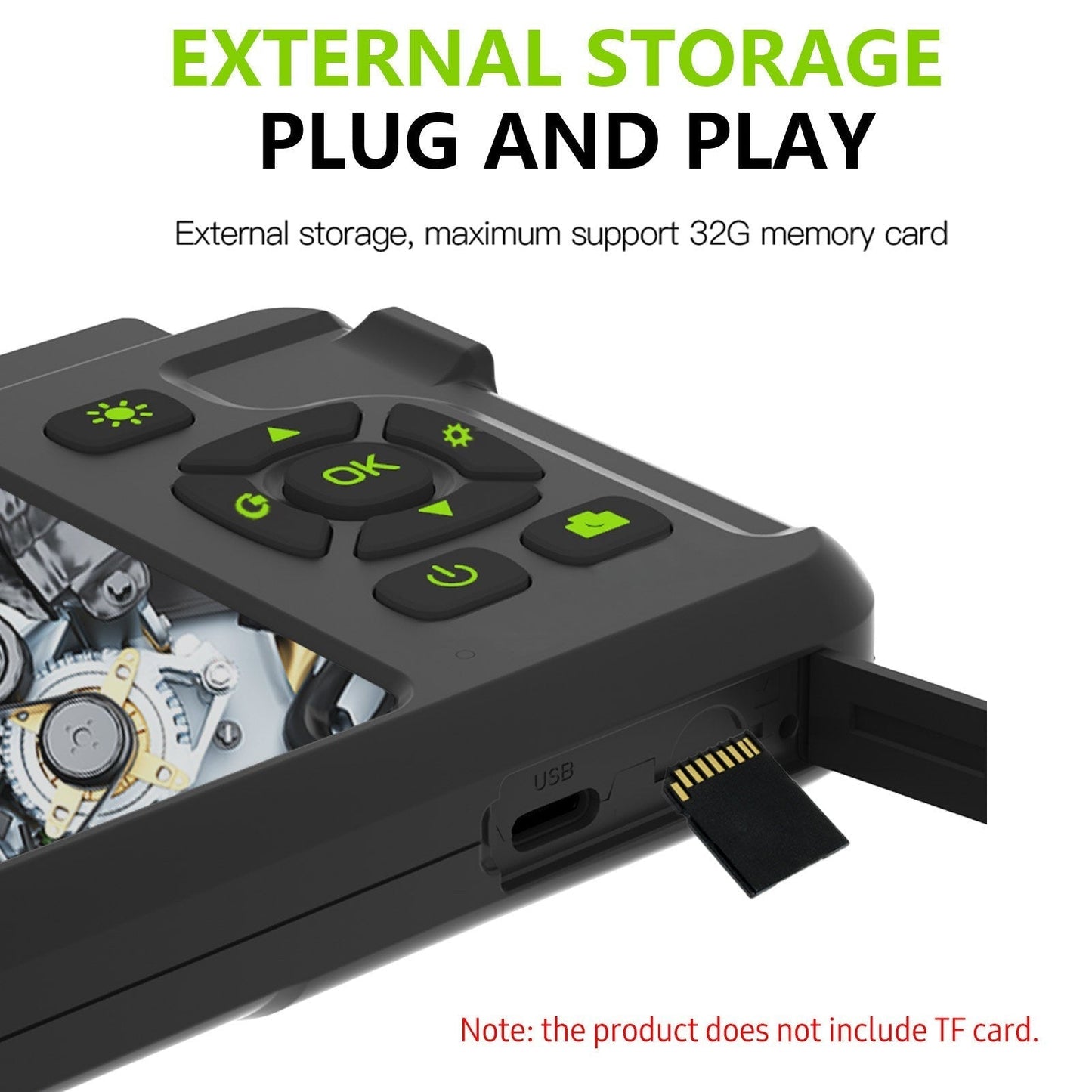 4,5-Zoll IPS Industrie-Endoskop, 1080P HD Borescope Kamera mit 6 LEDs, IP67 wasserdicht, TF-Kartensteckplatz