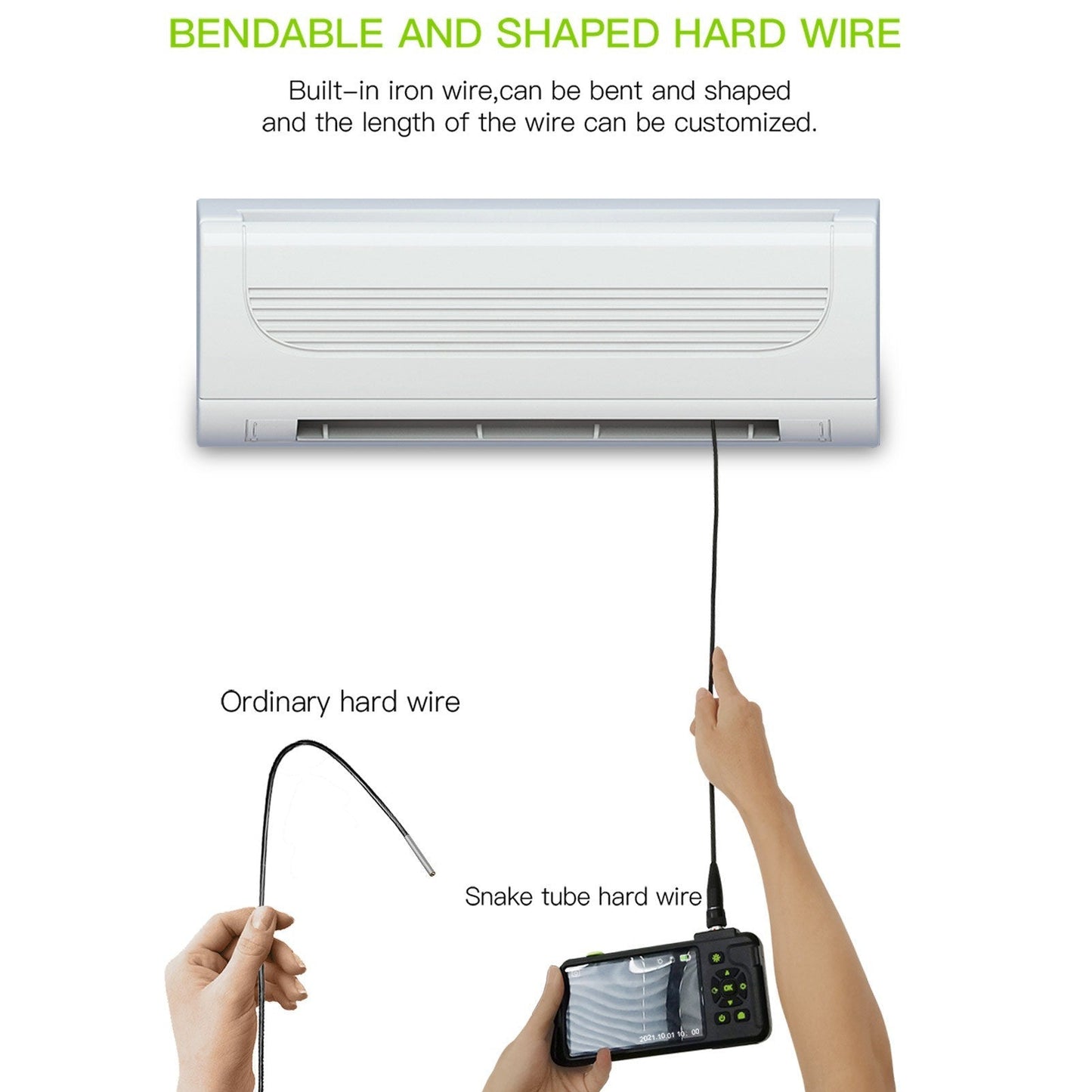 4,5-Zoll IPS Industrie-Endoskop, 1080P HD Borescope Kamera mit 6 LEDs, IP67 wasserdicht, TF-Kartensteckplatz