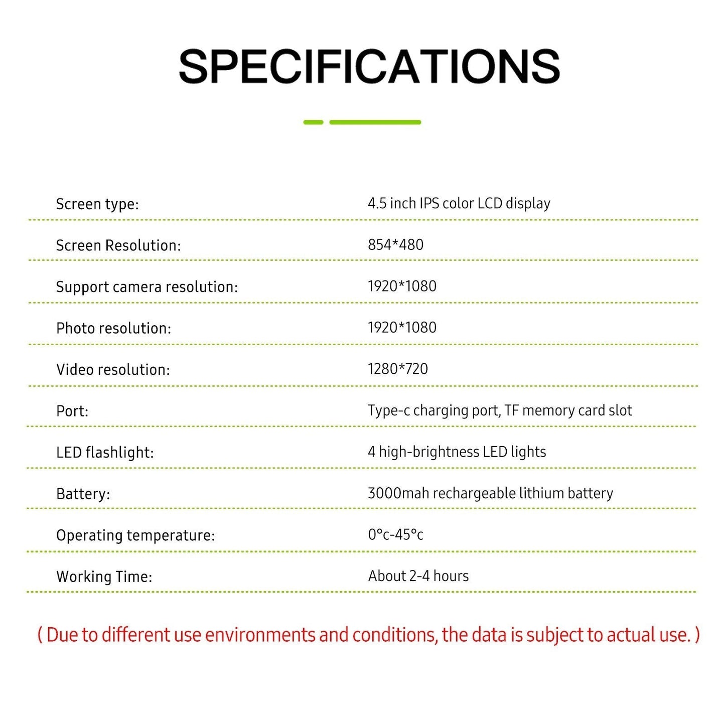 4,5-Zoll IPS Industrie-Endoskop, 1080P HD Borescope Kamera mit 6 LEDs, IP67 wasserdicht, TF-Kartensteckplatz