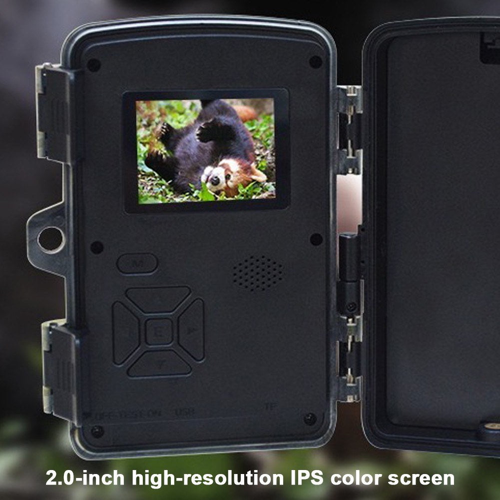 16MP 1080P Wildkamera mit 120° Weitwinkel, Nachtsicht, IP66 wasserdicht, 2.0 IPS Display, schneller 0.8s Auslöser, Infrarot-Tracking, 3 PIR-Objektive, 42 LEDs, unterstützt 32GB