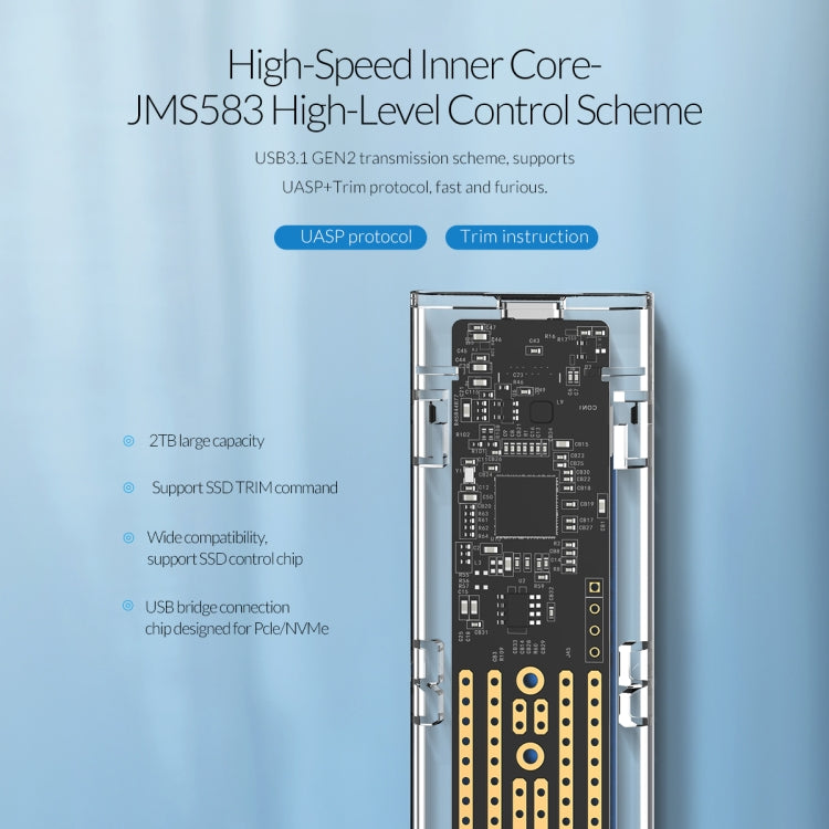 Frendorf | ORICO TCM2-C3 NVMe M.2 SSD Gehäuse (10Gbps)(Silber)