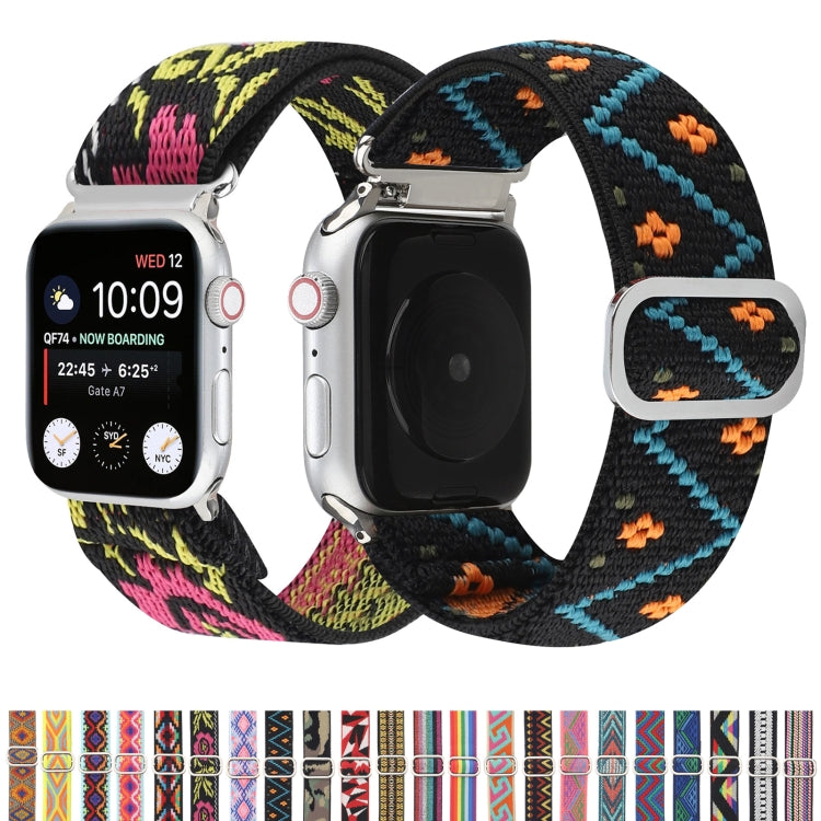 Frerndorf | Metall Japanische Schnalle Elastisches Nylon Uhrenband Für Apple Watch Series 7 45mm / 6 & SE & 5 & 4 44mm / 3 & 2 & 1 42mm(5)