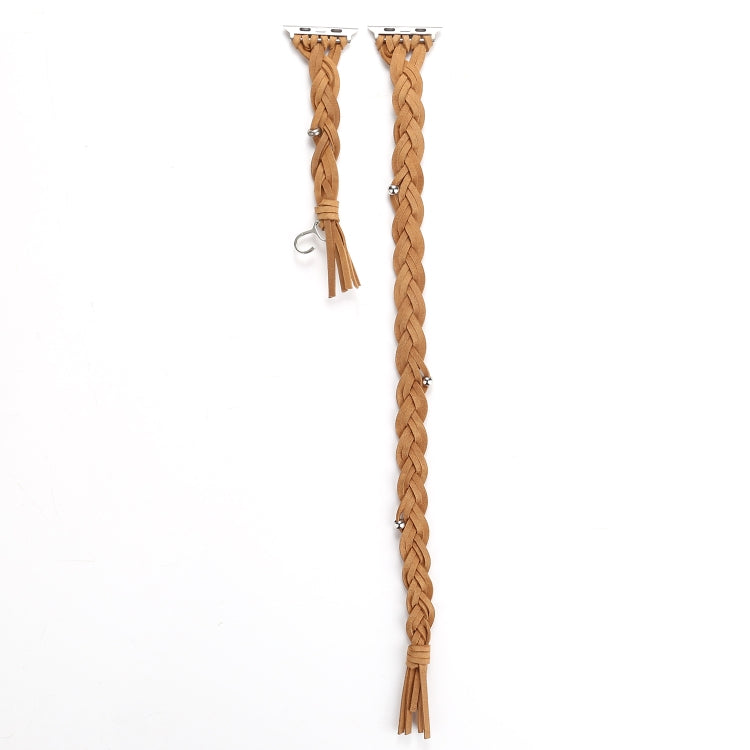 Frerndorf | Handgewebtes Lederuhrband für Apple Watch Series 9&8&7 41mm / SE 3&SE 2&6&SE&5&4 40mm / 3&2&1 38mm (Khaki)