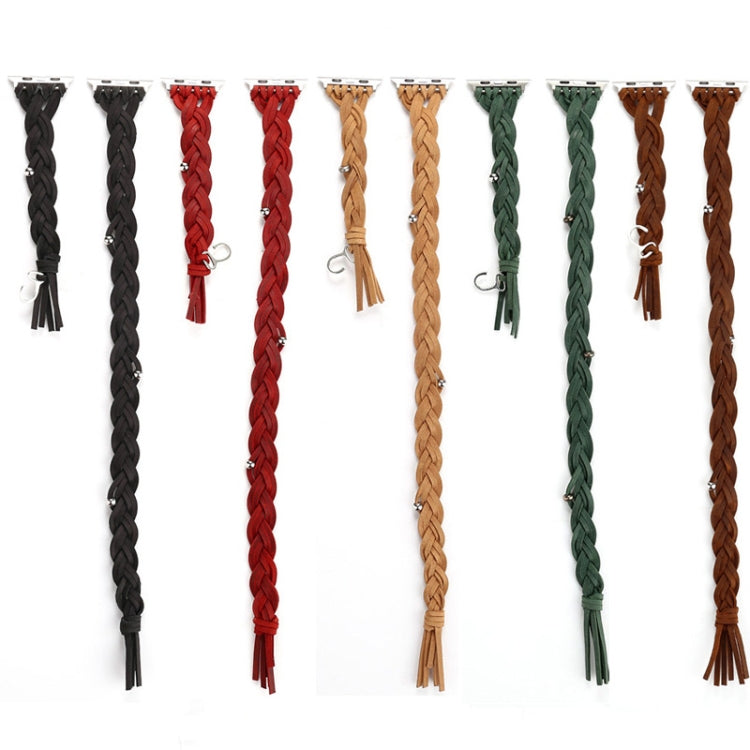 Frerndorf | Handgewebtes Lederuhrband für Apple Watch Series 9&8&7 41mm / SE 3&SE 2&6&SE&5&4 40mm / 3&2&1 38mm (Khaki)
