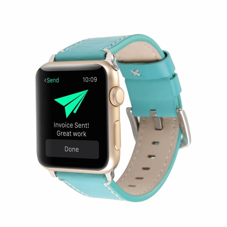 Frendorf | Kalbleder Echtes Leder Uhrenarmband für Apple Watch Series 7 41mm / 6 & SE & 5 & 4 40mm / 3 & 2 & 1 38mm (Blau)