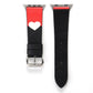 Frerndorf | Love Series Leder Uhrenarmband für Apple Watch Ultra 49mm & Watch Ultra 2 49mm / Series 9 & 8 & 7 45mm / SE 3 & SE 2 & 6 & SE & 5 & 4 44mm / 3 & 2 & 1 42mm (Schwarz Rot Weiß Herz)