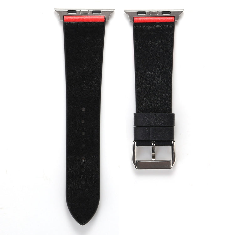 Frerndorf | Love Series Leder Uhrenarmband für Apple Watch Ultra 49mm & Watch Ultra 2 49mm / Series 9 & 8 & 7 45mm / SE 3 & SE 2 & 6 & SE & 5 & 4 44mm / 3 & 2 & 1 42mm (Schwarz Rot Weiß Herz)