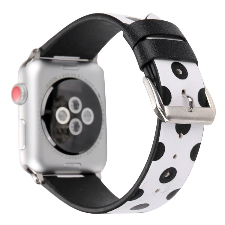 Frendorf | Fashion Wave Punkt Serie Leder Uhrenarmband Für Apple Watch Serie 9&8&7 41mm / SE 3&SE 2&6&SE&5&4 40mm / 3&2&1 38mm (Schwarze Wellenpunkte Auf Weiß)