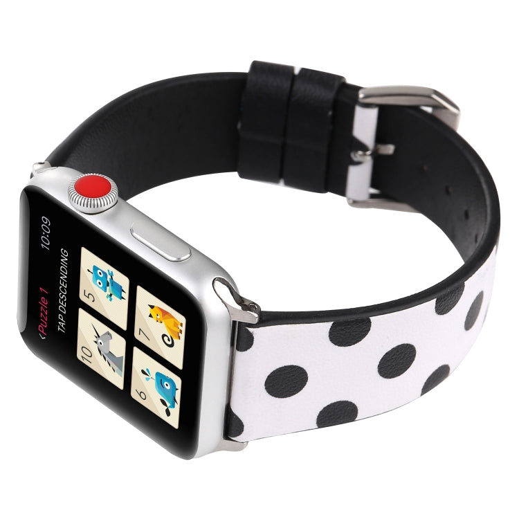 Frendorf | Fashion Wave Punkt Serie Leder Uhrenarmband Für Apple Watch Serie 9&8&7 41mm / SE 3&SE 2&6&SE&5&4 40mm / 3&2&1 38mm (Schwarze Wellenpunkte Auf Weiß)